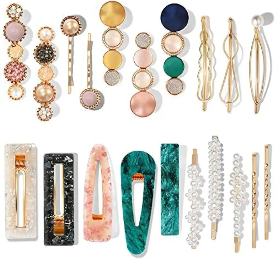Mehayi 20 PCS Macaron Pearl Acrylic Resin Fashion Hair Clips Set, Cute Hair Barrettes Bobby Pins, Boho Fancy Hairpin Accessories Headwear Styling Tools, Gifts for Women Girls Decorative Wedding