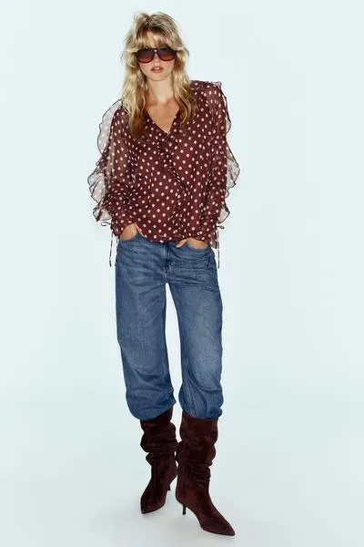 POLKA DOT BLOUSE WITH RUFFLES