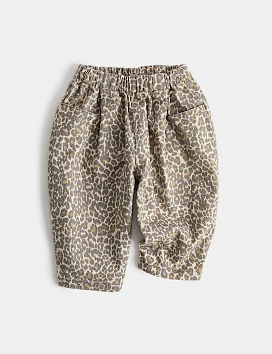 Jeans aus reiner Baumwolle mit Leopardenmuster (0–5 J.)