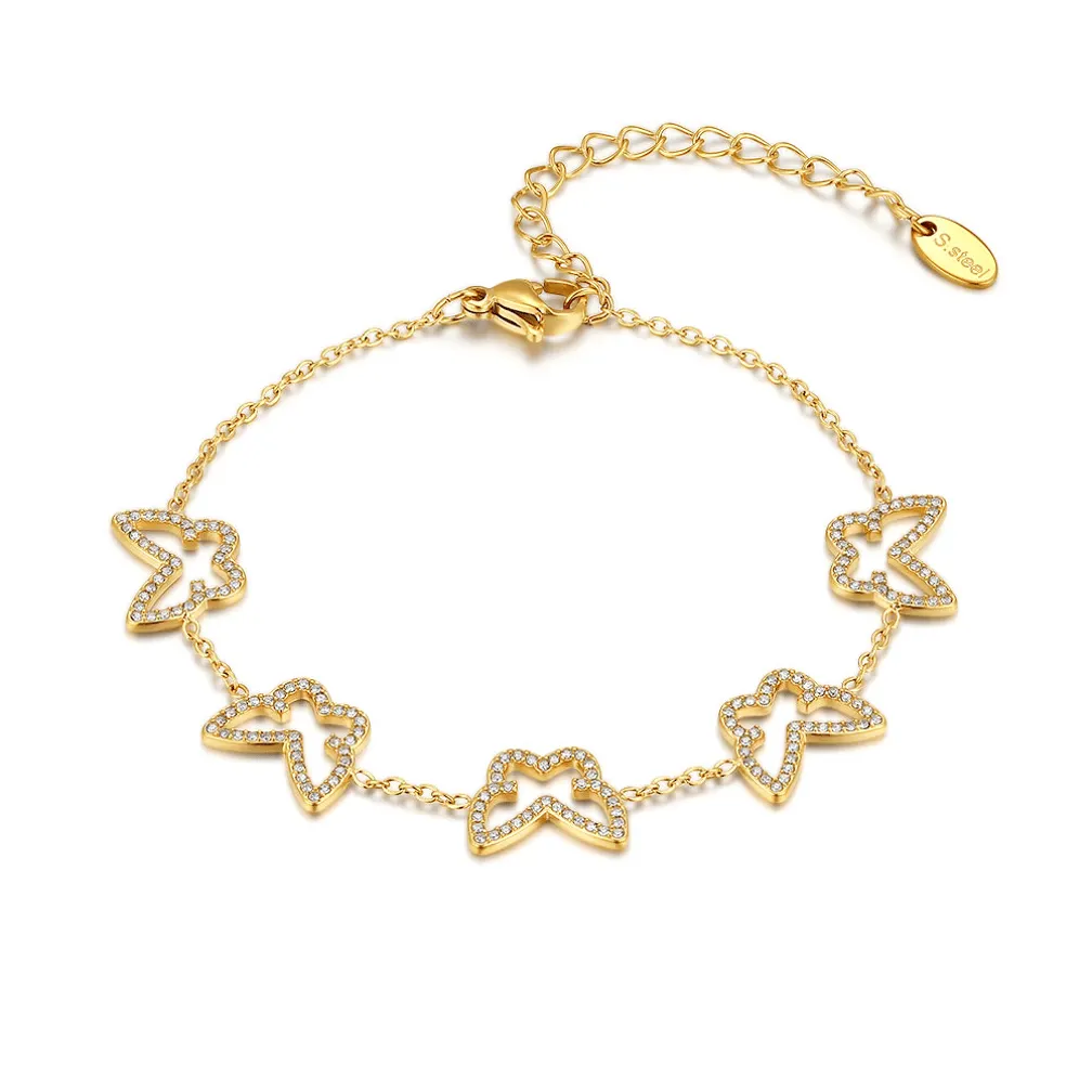 Armband in edelstaal, vlinders