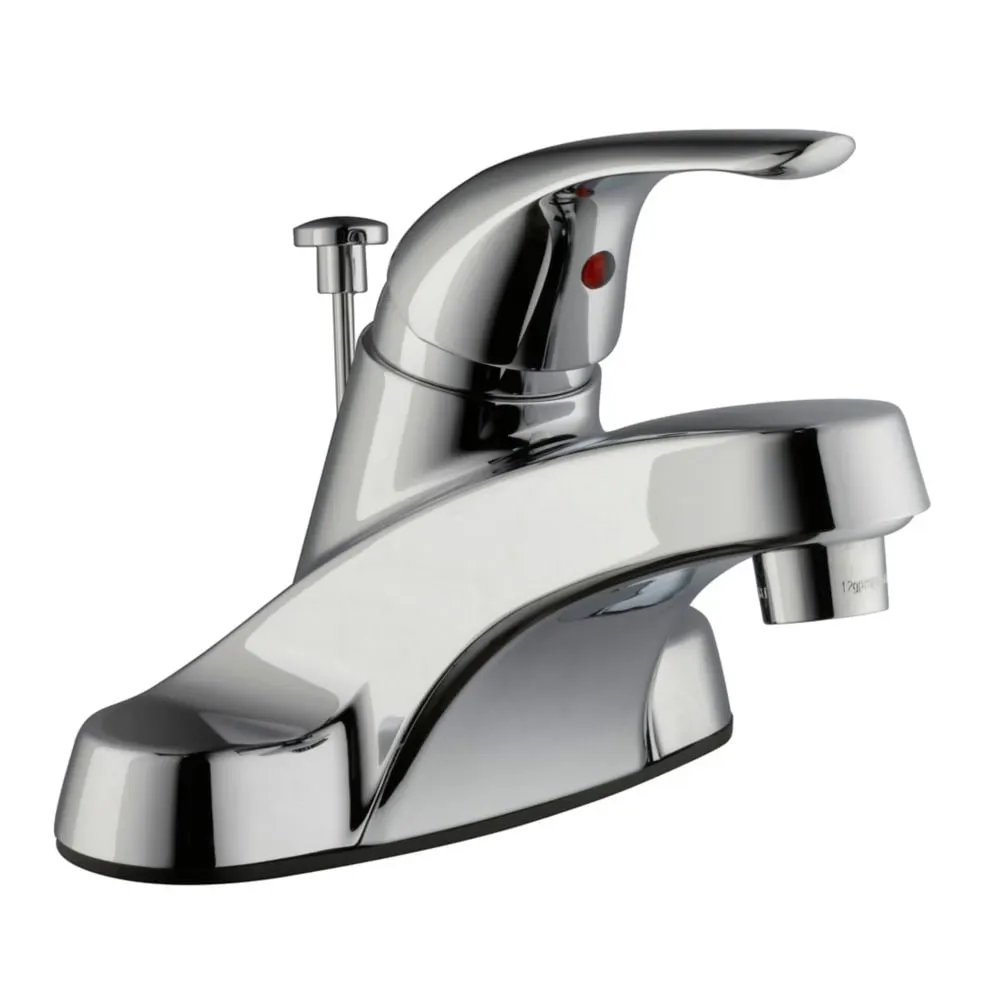 Glacier Bay Aragon 4 inch Centerset Single Handle Bathroom Faucet in Chrome, ClickInstall Drain, Valve & Deck Plate Included