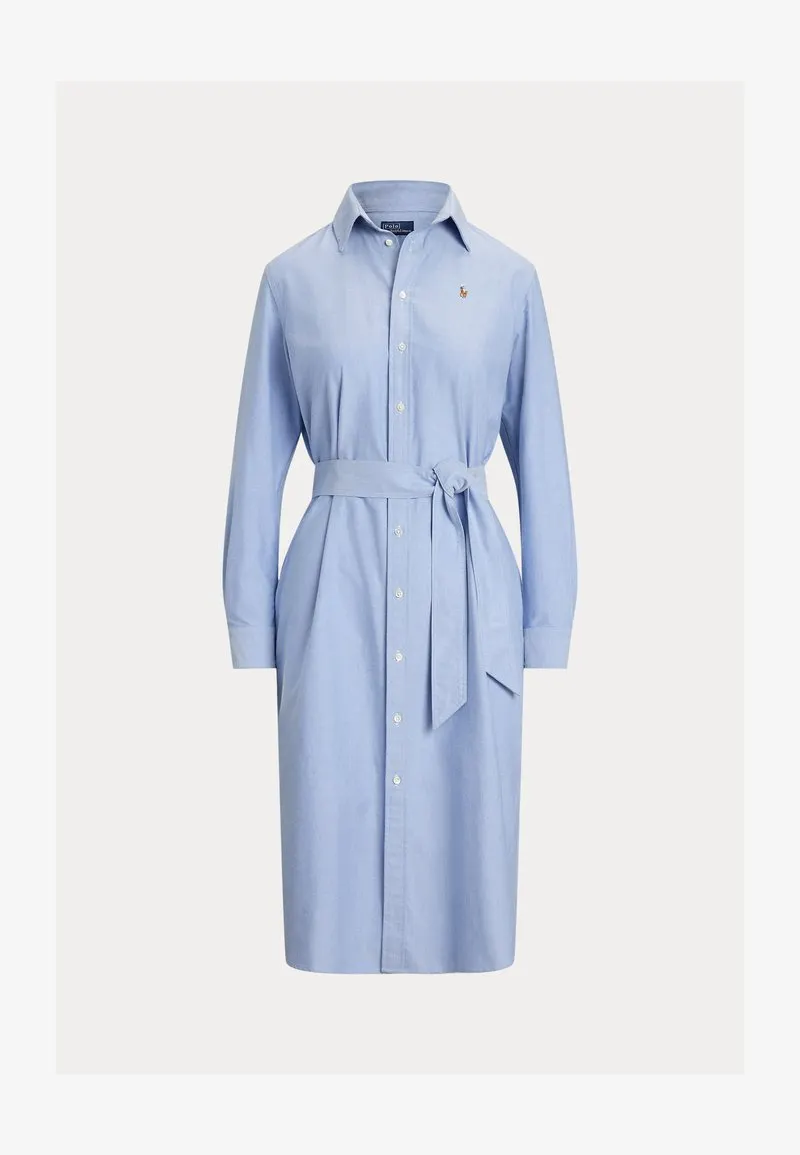 BELTED COTTON OXFORD SHIRTDRESS - Skjortekjole - blue
