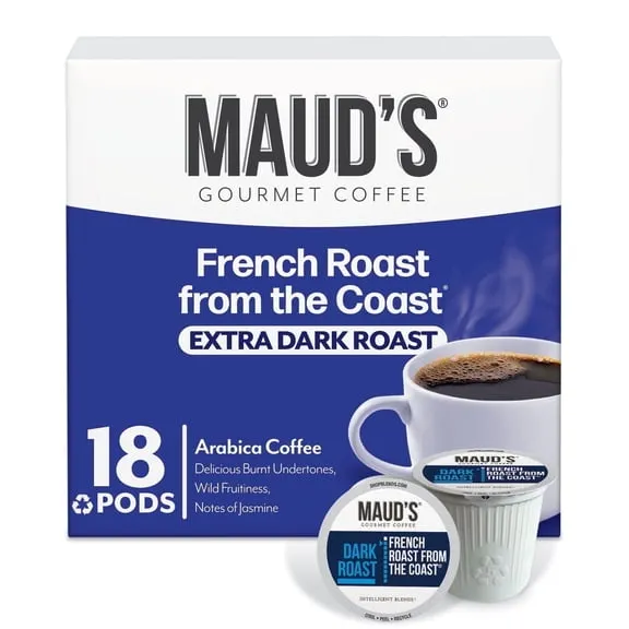 Maud's French Roast Coffee Pods, French Roast From The Coast, Compatible w/ K-Cup Brewers, 18ct $14.45