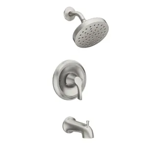 MOEN Korek Single Handle Bathtub Shower Faucet with Rain Shower Head in Spot Resist Stainless