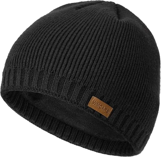 Wmcaps Winter Hats for Men Women, Fleece Lined Knit Beanie Warm Soft Stocking Cap for Cold Weather Outdoor