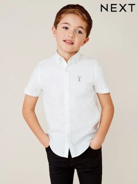 Orange Logo Short Sleeve Cotton Rich Oxford Shirt (3-16yrs)