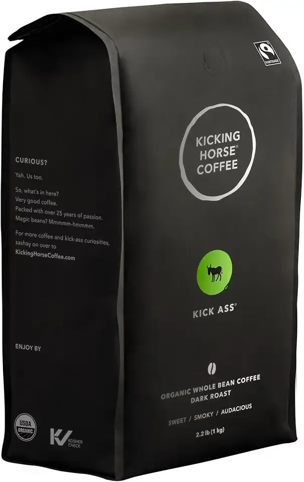 Kicking Horse Coffee, Kick Ass, Dark Roast, Whole Bean, Certified Organic, Fairtrade, Kosher Coffee, 2.2 Lb, 35.2 Ounce