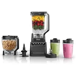 Ninja Kitchen System | All-in-One for Smoothies, Frozen Drinks, Veggie Chopper & More | With Full-Size Pitcher, 8 Cup Food Processor Bowl, (2) 18 oz. Cups, | 1200 Watt | Dark Grey | BR601AMZ