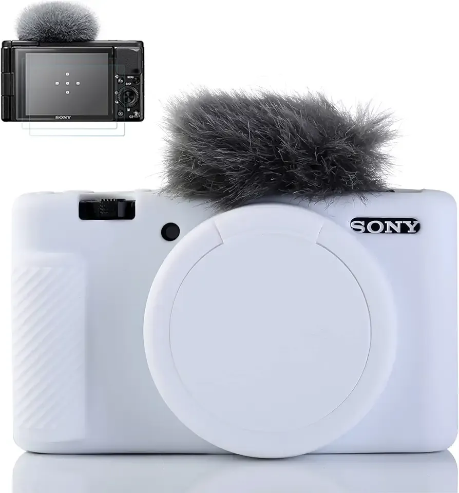 Camera Case for Sony ZV-1, Sony ZV1 Camera Case Digital Camera Anti-Scratch Slim Fit Soft DSLR Camera Sleeve with ZV1 Screen Protector (White)
