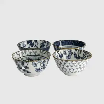 Tokyo Design Flora Japonica Rice Bowl 12cm Set 4Pc Assorted