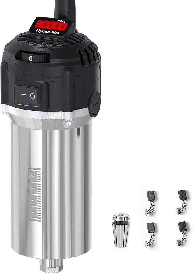 710W CNC Router Spindle Motor with Speed Display, 6-Speed Adjustable (7000–30000 RPM), 65mm Diameter, 1/4" ER11 Collet, Compatible with CNC Routers, Milling and Engraving Machines