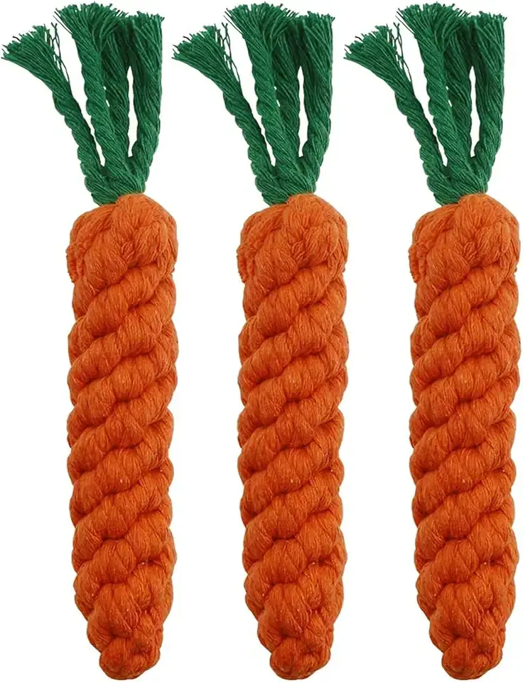 Dog Toys 3 PCS Puppy Teething Chew Toys,Dog Rope Toys,Cat Chew Toys,Safe Braided Rabbit Toys Healthy Gift