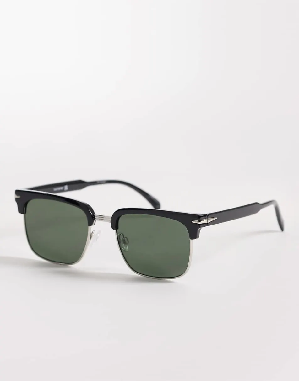 ASOS DESIGN retro sunglasses in black frame with G15 lens