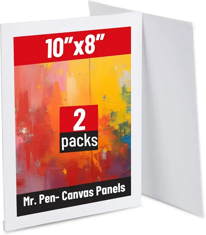 Mr. Pen- Canvas Panels, 2 Pack, 8x10 Inch, Triple Primed for Oil & Acrylic Paints, Canvas Boards for Painting, Painting, Drawing & Art Supplies, Blank Canvas for Painting, 3mm Thickness
