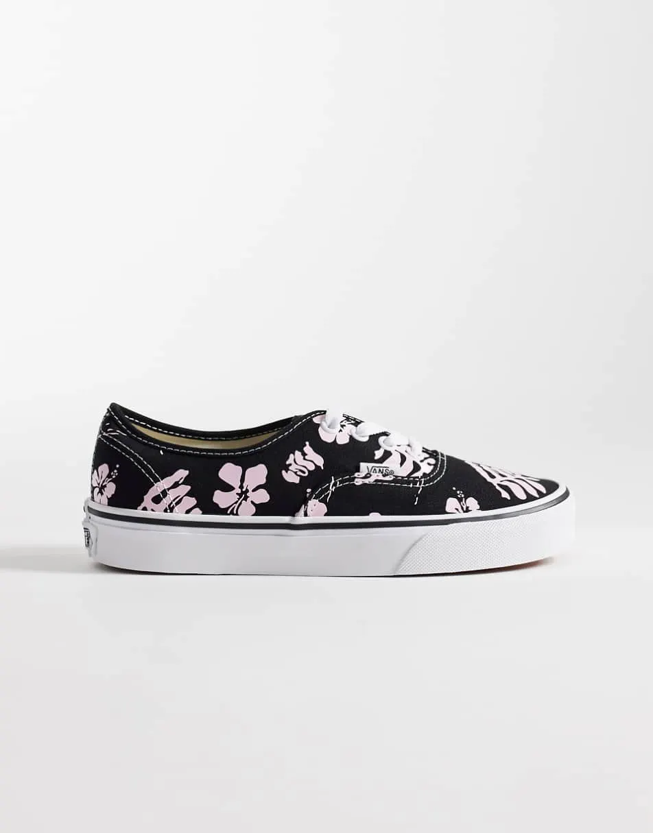 Vans Authentic leaf print trainers in black and white