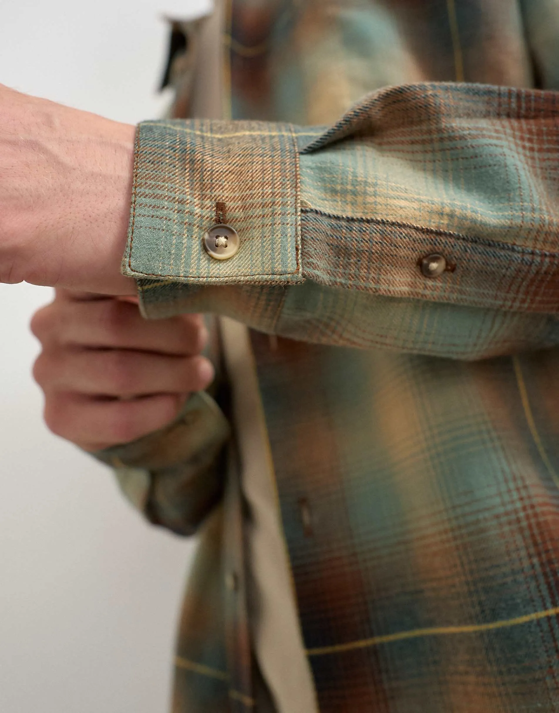 Topman relaxed fit brushed cotton check overshirt in brown and yellow