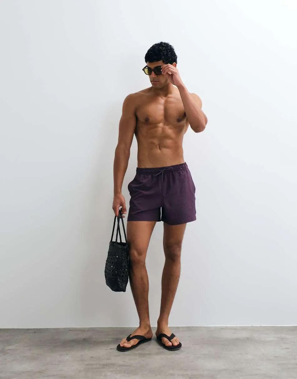 Abercrombie pull on swimshort in in aubergine