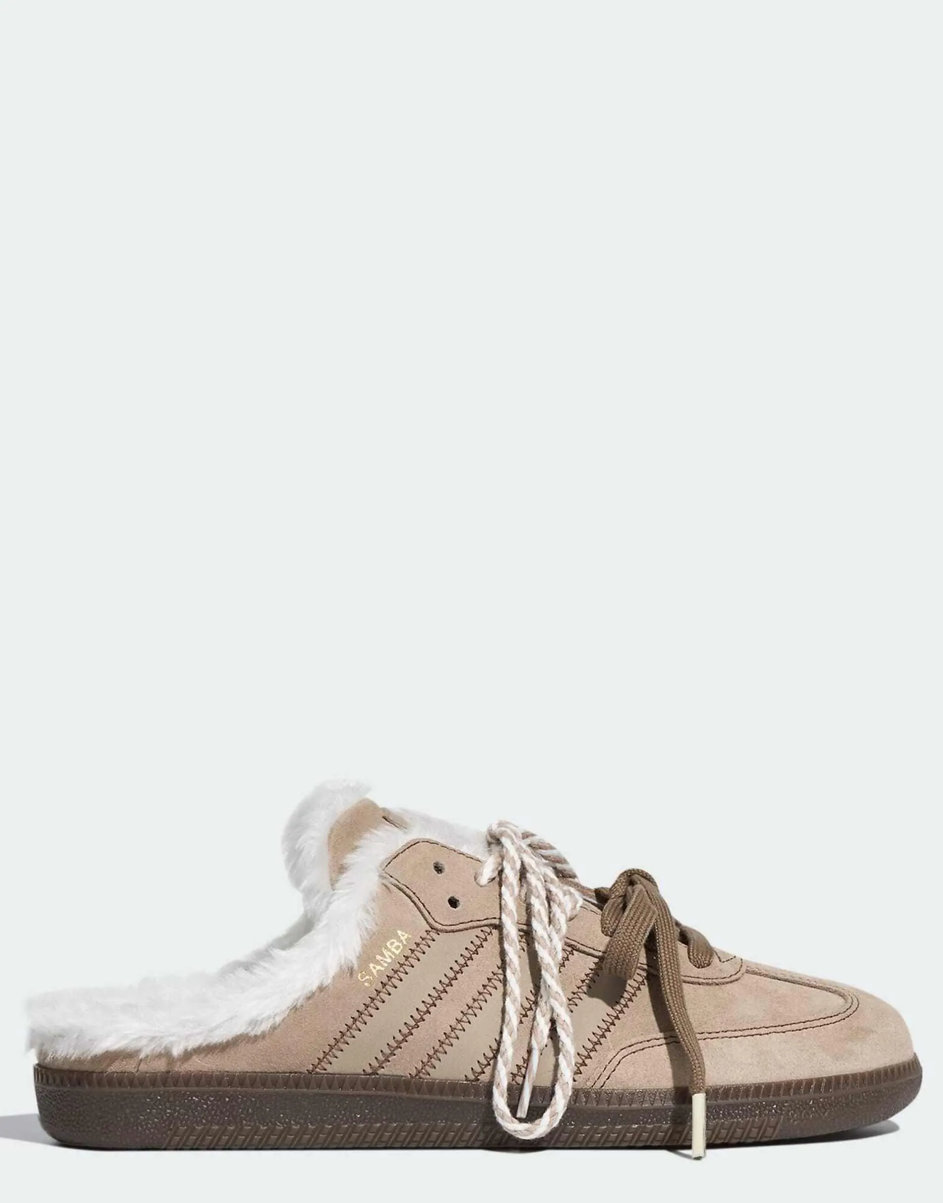 adidas Originals Samba OG mule trainers in light brown and white