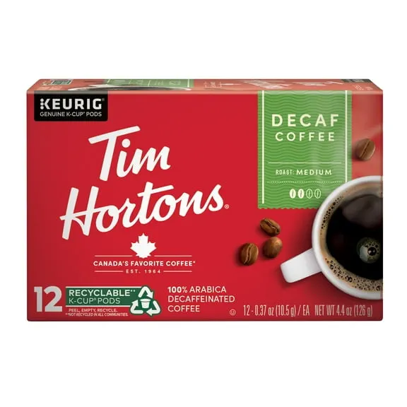 Tim Hortons, Decaf, K-Cup Coffee Pods, Medium Roast, 12 Count $7.48 $1.70/oz