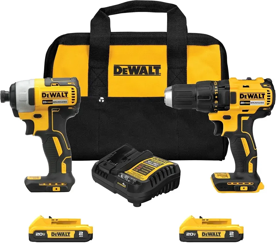 DEWALT 20V MAX Cordless Drill and Impact Driver, Power Drill Brushless 2-Tool Power Tool Combo Kit, Includes 2 Batteries, Charger and Bag (DCK277D2)