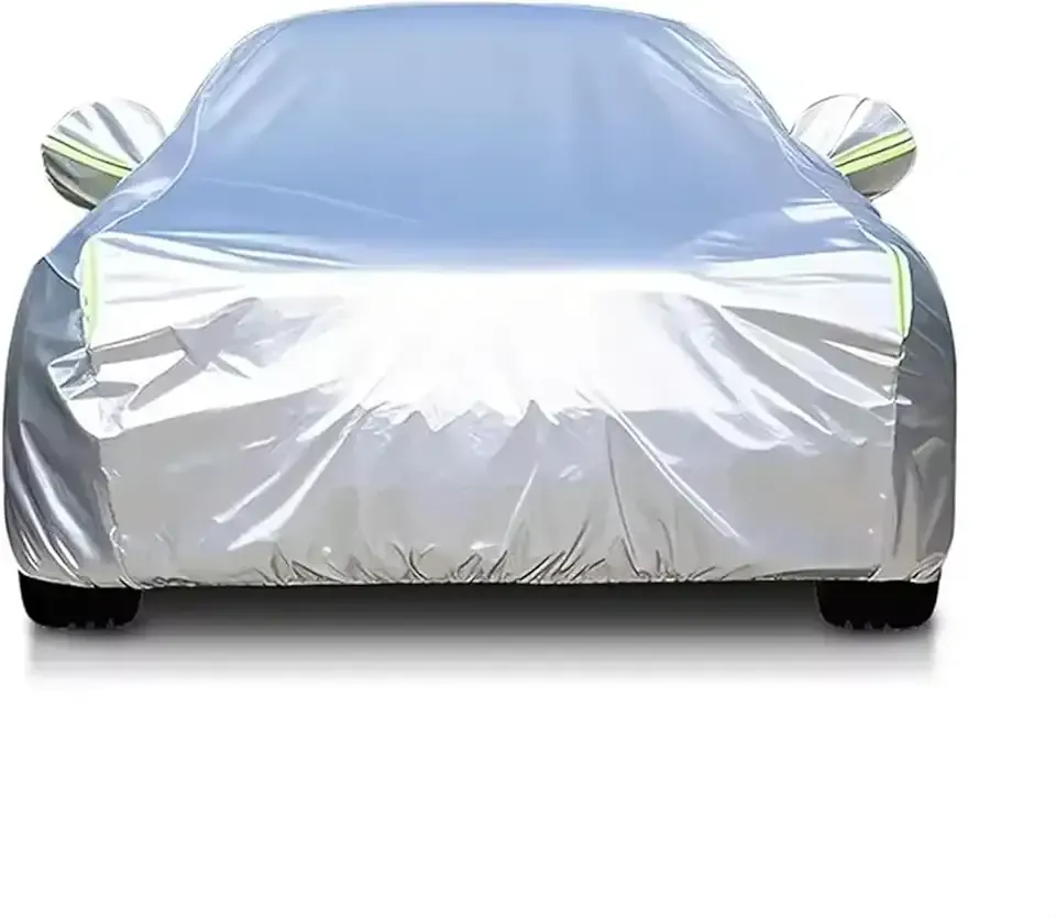 6 Layers Car Cover Waterproof All Weather for Automobiles, Outdoor Full Cover Rain Sun UV Protection with Zipper Cotton, Universal Fit for Sedan (184-193 inch)
