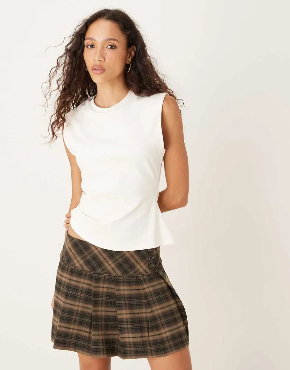 ASOS DESIGN waist detail asymmetric sharp should tee in white