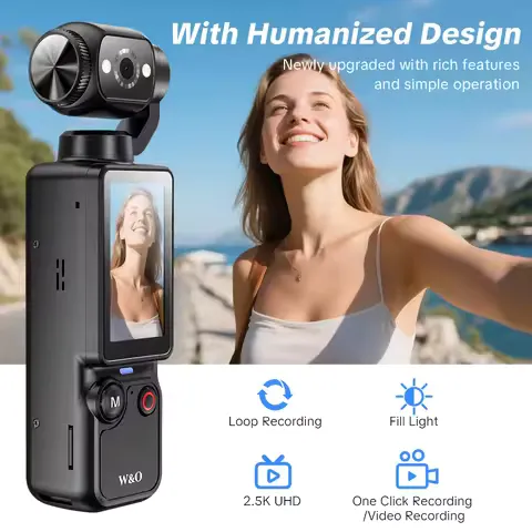 Portable Handheld Digital Camera, 1 Megapixel Resolution, 16x Digital Zoom, 2.5K Video Recording, 180° Rotating Lens, With Flash, Supports Night Shooting, Autofocus, Landscape/Portrait Modes, Supports 32GB Memory Cards, 2000mAh Battery