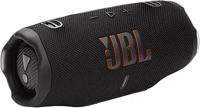 JBL Charge 6 - Portable Waterproof & Drop-Proof Bluetooth Speaker, Bold Pro Sound with AI Sound Boost, 28Hrs of Playtime, Built-in powerbank & Comes with a Sturdy/Removable Carrying Strap (Black)