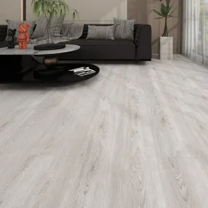 Sol pvc clipsable gris imitation bois sous couche intégrée - 121,9x17,7 cm, Ep. 4+1 mm