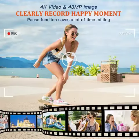 4K Digital Camera Auto Focus 48MP Vlogging Camera for YouTube and Anti-Shake Video Camera with Viewfinder Flash & Dial (Brown)