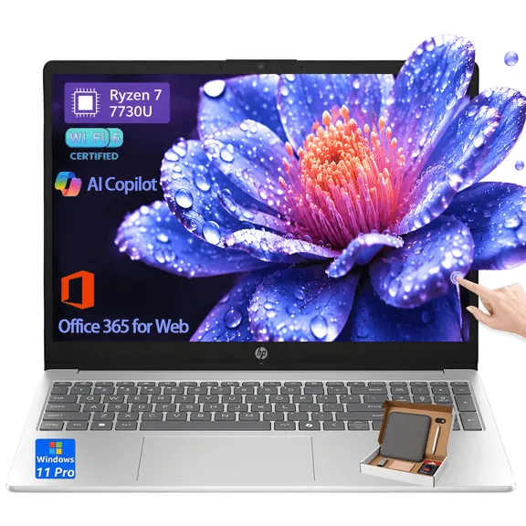Rollback HP 15.6" FHD Touchscreen Laptop for Business, AMD Ryzen 7 7730U Processor, 16GB RAM, 512GB SSD, Copilot AI, Numeric Keyboard, WiFi 6, Bluetooth, Windows 11 Pro $699.99 Was $1,599.99