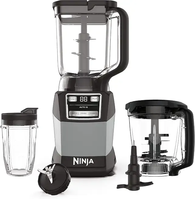 Compact Kitchen System, Auto-iQ, 1200W, 72oz Pitcher, Grey, AMZ493BRN | 3 functions for smoothies, dough & frozen drinks with Auto-iQ. 72-oz pitcher, 40-oz processor bowl, 18-oz cup.