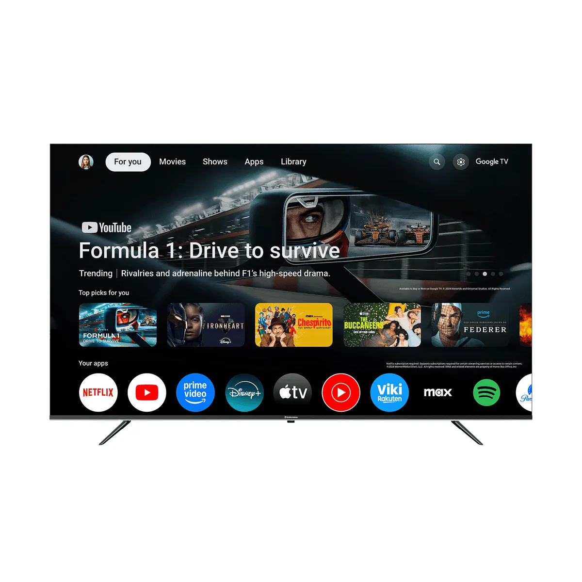 Indurama Televisor 75TIKJ5QLED 75” QLED UHD 4K HDR10 Quad Core Google TV