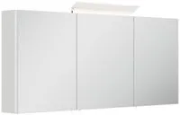 Spiegelschrank 140cm inkl. Design LED-Lampe und Glasböden weiss hochglanz