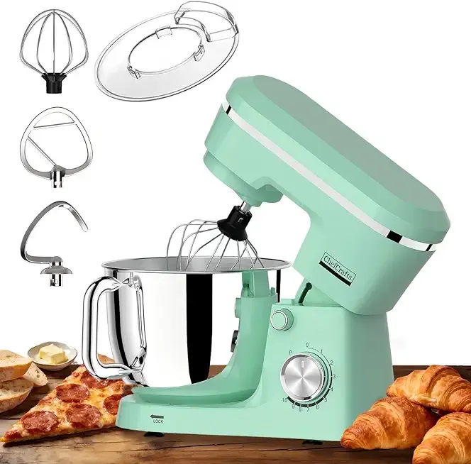 Electric Stand Mixer with 6.5 Quart Bowl, Household Food Mixer 10+p Speeds 660W, Kitchen Tilt-Head Bread Dough and Cake Mixers with Dough Hook, Whisk, Beater, Splash Guard and Egg Separator (Blue 2)
