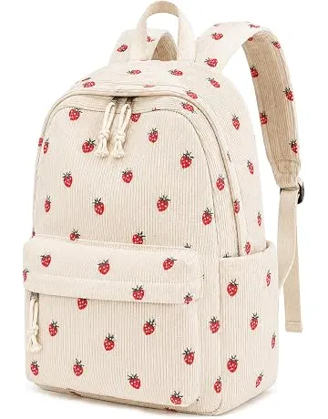 YUANCE School Backpack for Teen Girls Backpacks Corduroy School Bags, Lightweight Women Laptop Bag Travel Backpack for Elementary Middle High University
