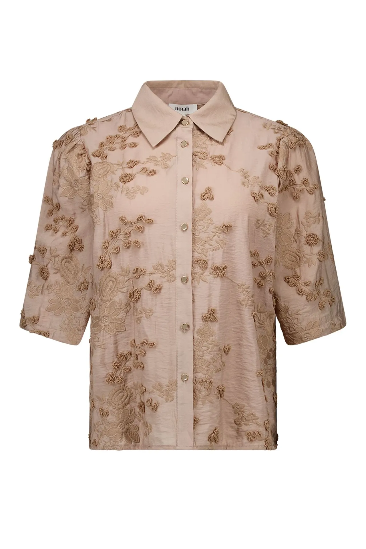 Taupe blouse met bloemen
