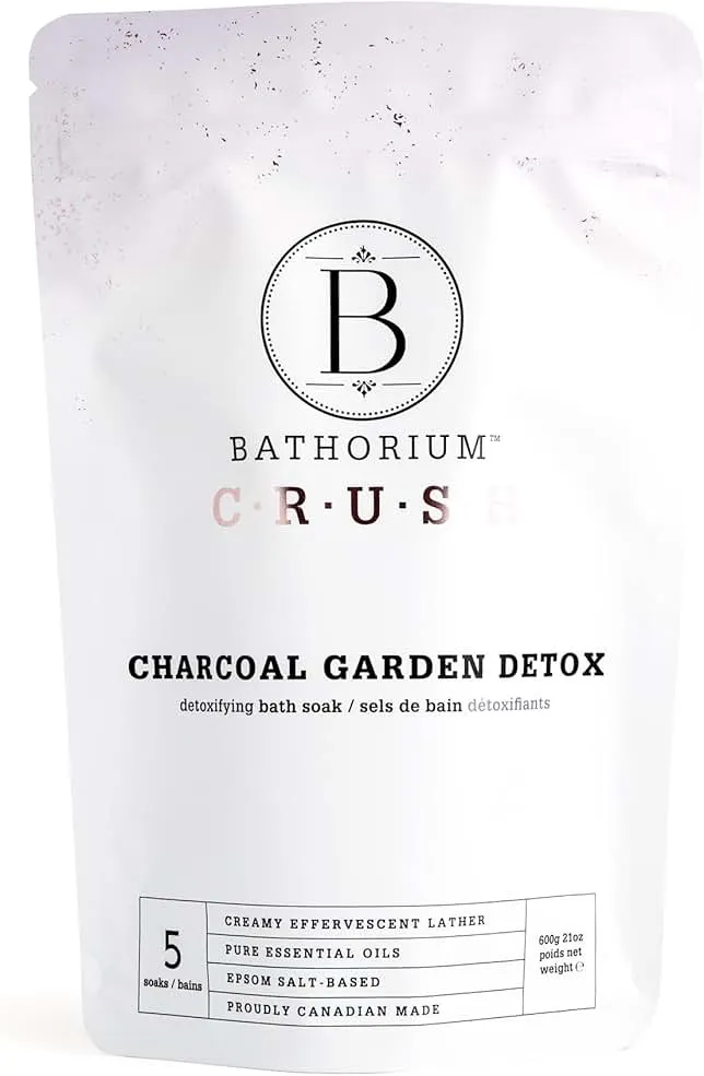Bathorium Charcoal Garden Detox Crush, Purifying Bath Soak with Activated Charcoal & Eucalyptus, pH-Balanced, Herb-Scented Bath Soak,…