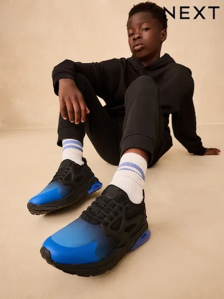 Black Blue Ombre Standard Fit (F) Elastic Lace Trainers