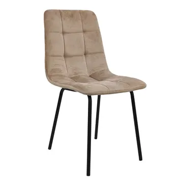 Sedia Imbottita Tortora con Gambe in Metallo h85x44x40 cm
