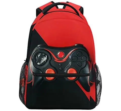 Glaphy Video Game Black Red Backpack School Book Bag Lightweight Laptop Backpack for Boys Girls Kids