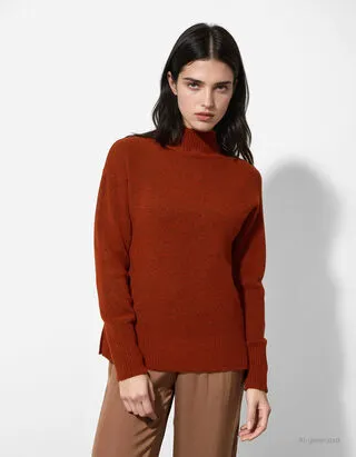 Maglione - Collo a mosca - marrone