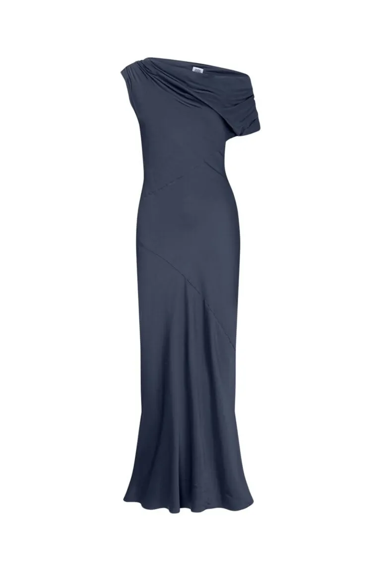 Vanessa Satin Dress - Blå