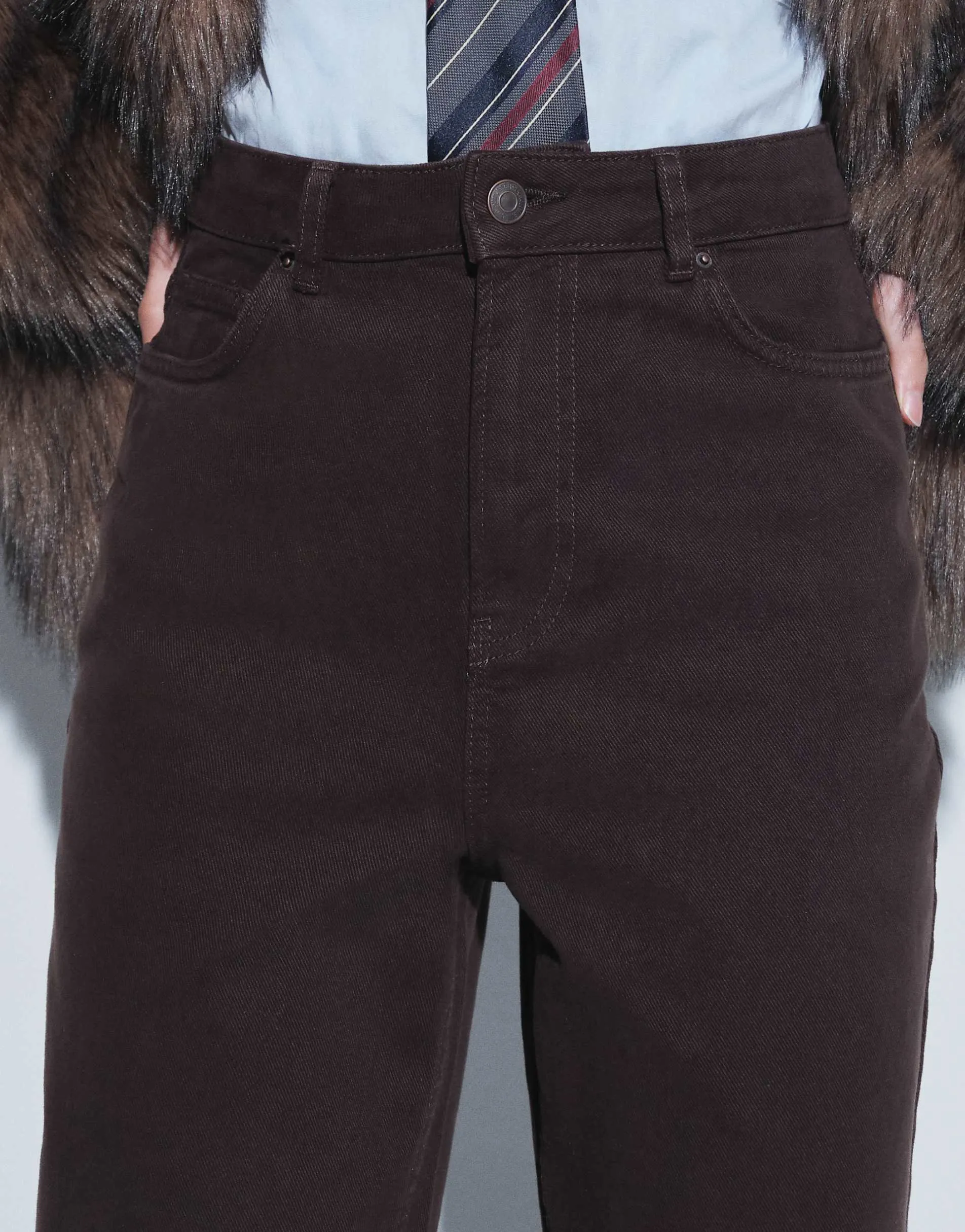 New Look Adalae wide leg jean in dark brown