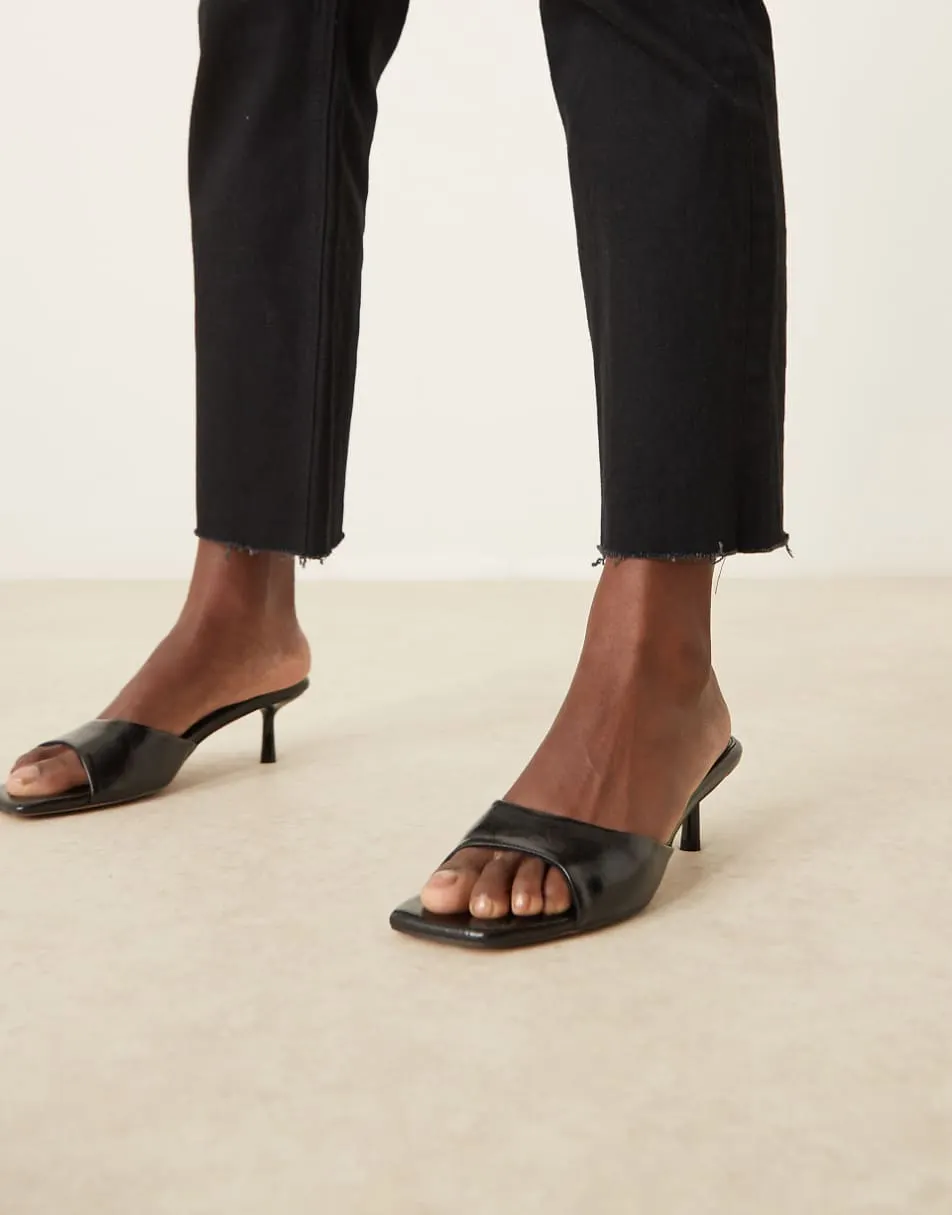 ASOS DESIGN Hyped kitten heeled mules in black