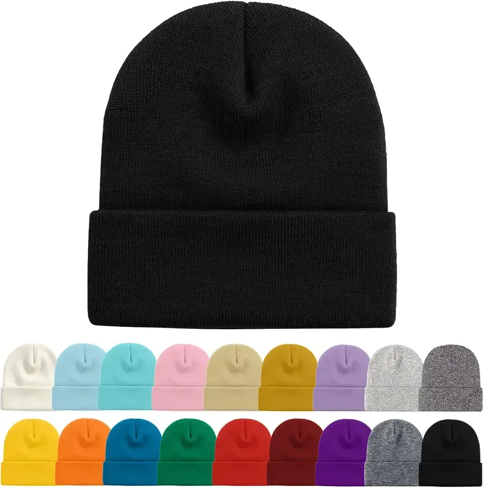 Beanie for Women Men Ski Watch Cap Cuffed Plain Skull Knit Hat Soft Fisherman Winter Hat