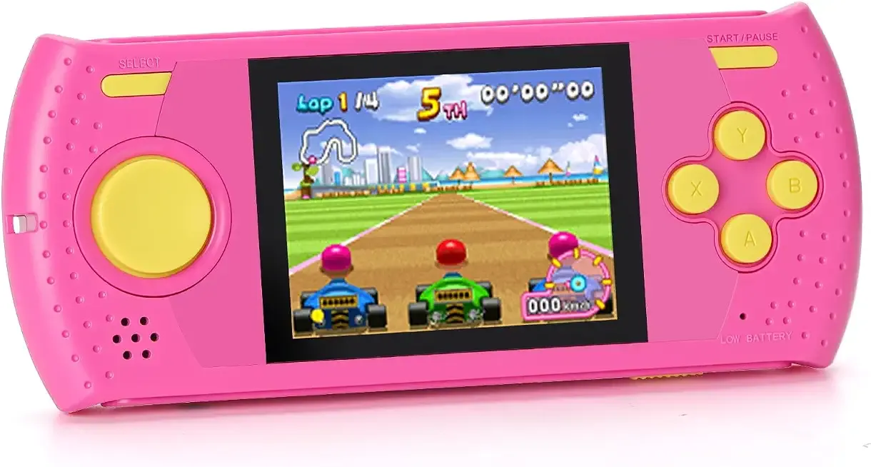 Handheld Game for Kids, Portable Video Gaming Player with 230 Classic Games, Rechargeable Travel Mini Arcade, 3.0'' HD Screen Electronic Toys for Boys Girls, Ideal Road Trip & Air Travel Gifts (Pink)
