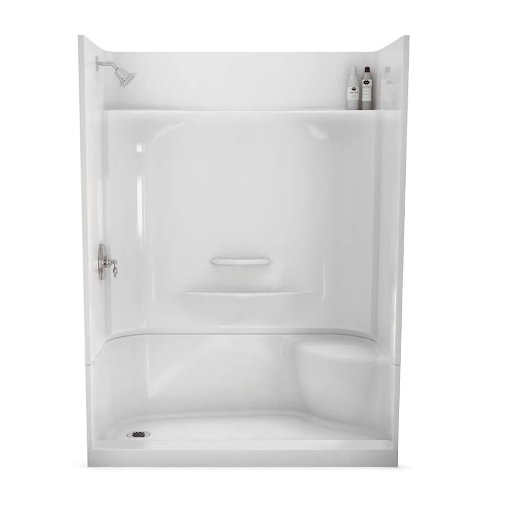 MAAX Essence 60L x 30W x 80H in. 2-in-1 Shower Kit - Shower Stall with Left Drain Shower Base and Shower Wall Surround (No Door)