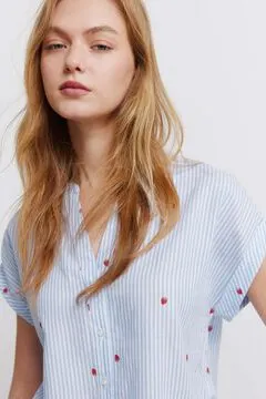Camisa algodón cuello mao