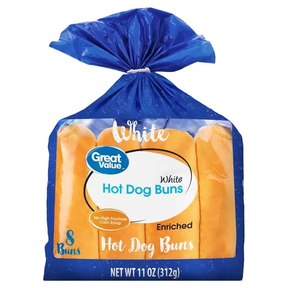 Great Value Hot Dog Buns, White, 11 oz, 8 Count $1.48 13.5 ¢/oz
